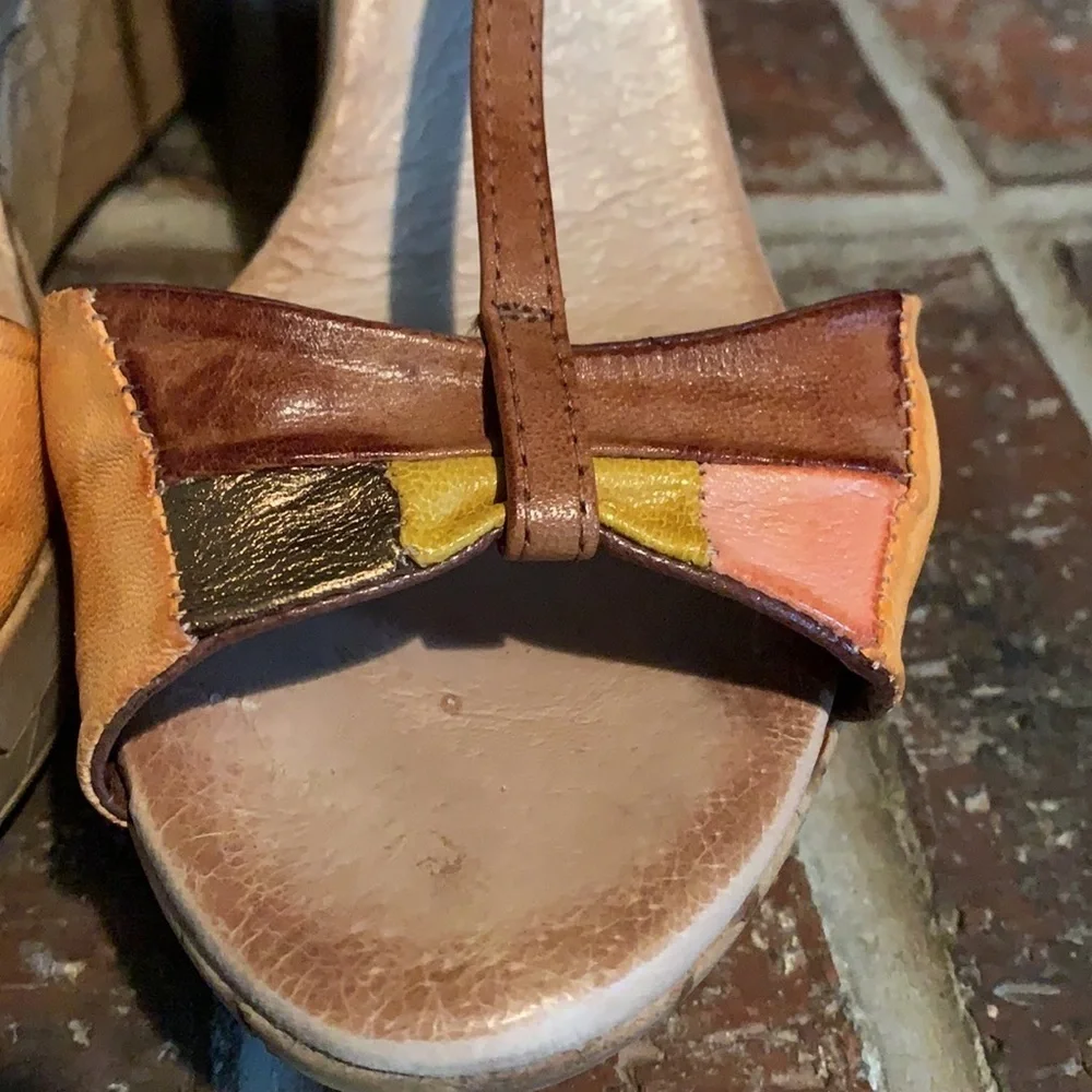 Azura Italy Faux Cork Wedge Platform Sandals 7